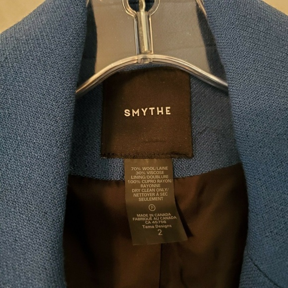 SMYTHE blue peaked lapel column long wool coat - Picture 8 of 8